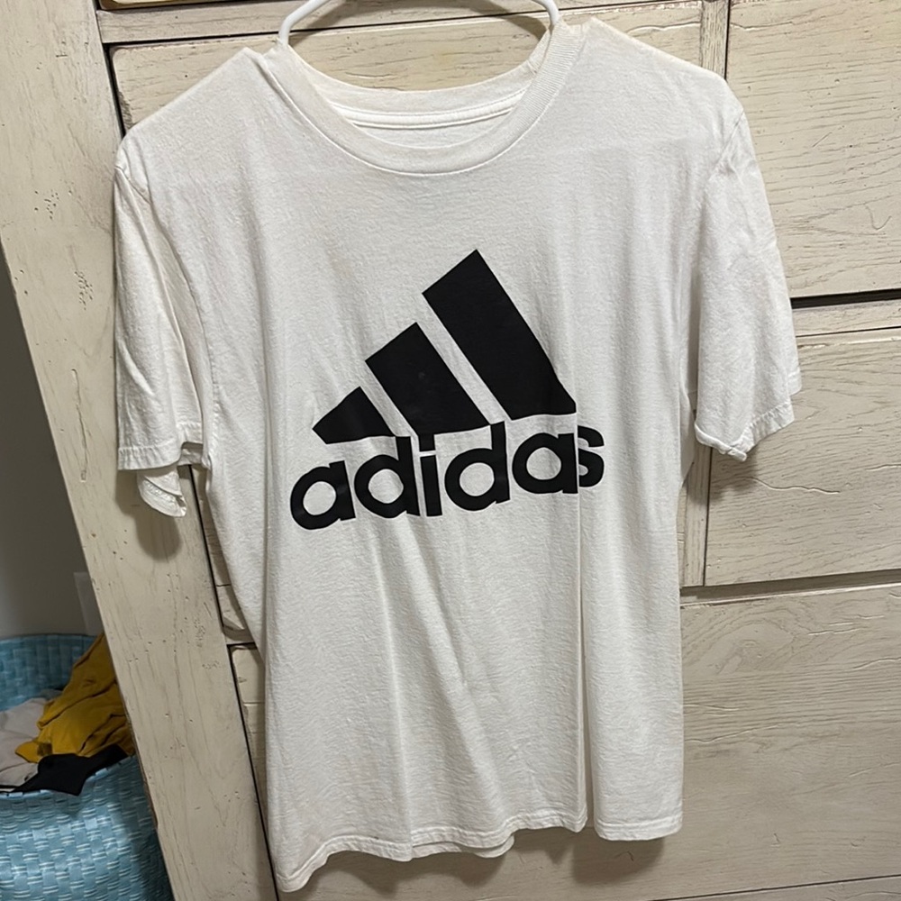Adidas White Tee with Black Emblem
